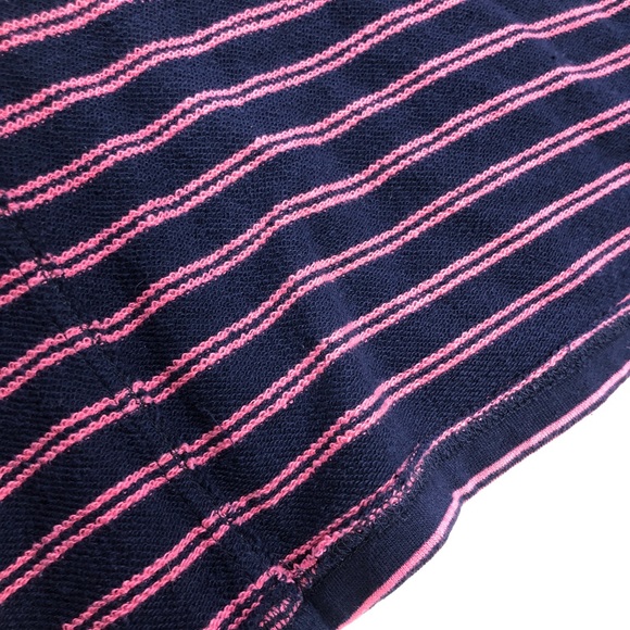 Merona EUC Navy & Pink Striped Double Breasted Knit Jacket w/Tie Belt Large - Picture 9 of 14